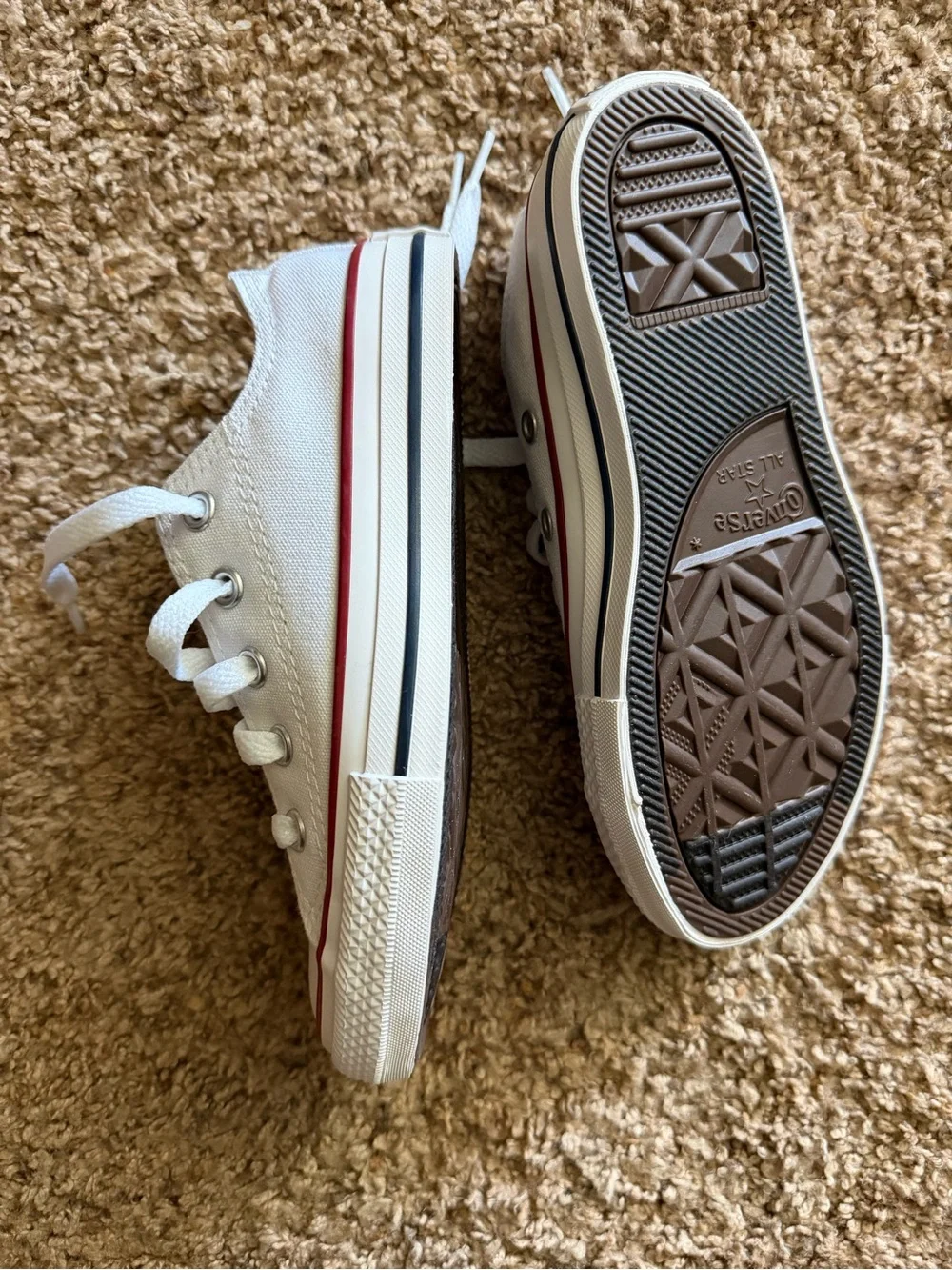 Converse Kids White and Red Low Top Sneakers